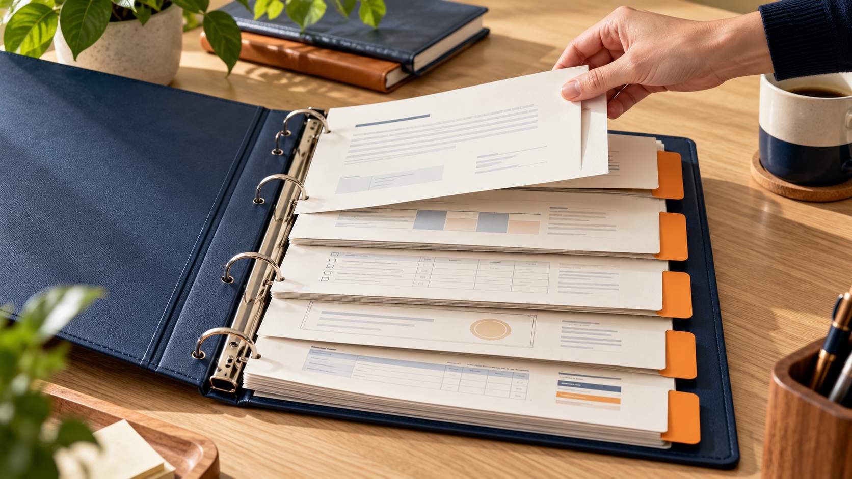 Un classeur de session à cinq intercalaires permet de retrouver facilement les documents d’un contrôle.